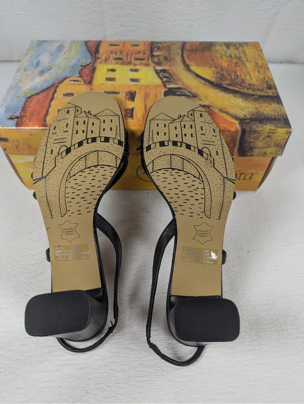 Bella Vita - Zariah - Women's - Black Leather Block Heel Sandals - Size 9 M